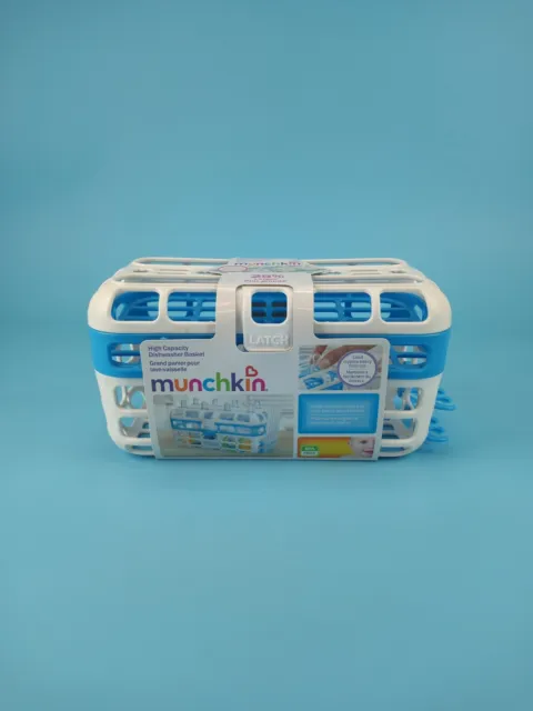 Munchkin High Capacity Dishwasher Basket White Blue 25% Larger NEW