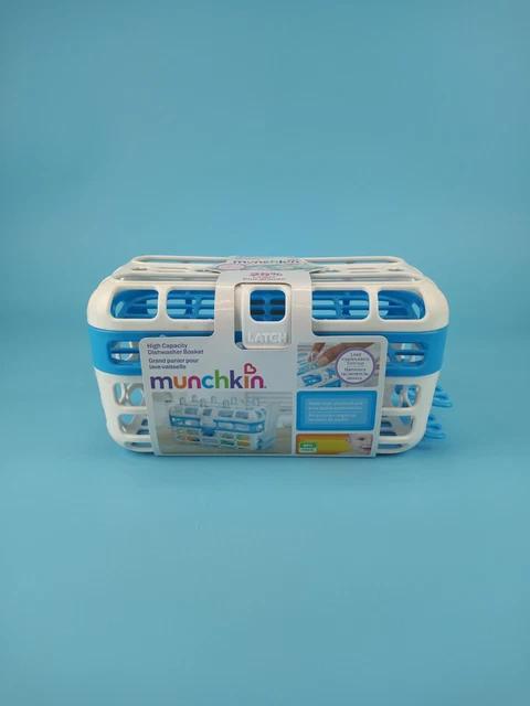 Munchkin High Capacity Dishwasher Basket White Blue 25% Larger NEW