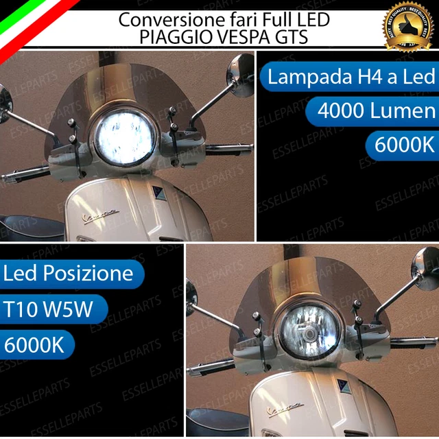 KIT A LED Piaggio Vespa Gts Anabbagliante Abbagliante H4 Posizione T10