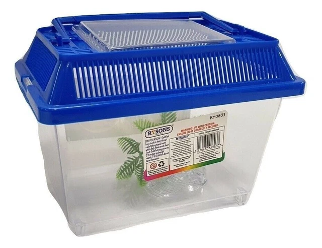 🔥Pet Box Portable Fish Tank Plastic Aquarium Bowl Container Small Carry Handle 2
