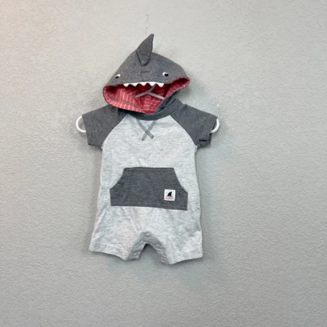 Carters Shark Hooded Romper Onepiece Outfit Infant Baby Boy size Newborn