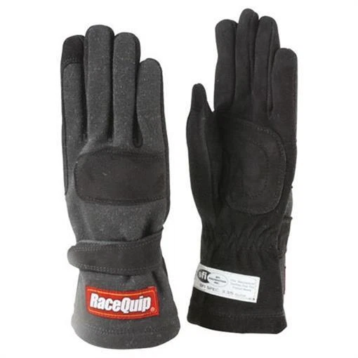 RaceQuip 355001 Double Layer Racing Driving Gloves Extra Small Black SFI 3.3/5