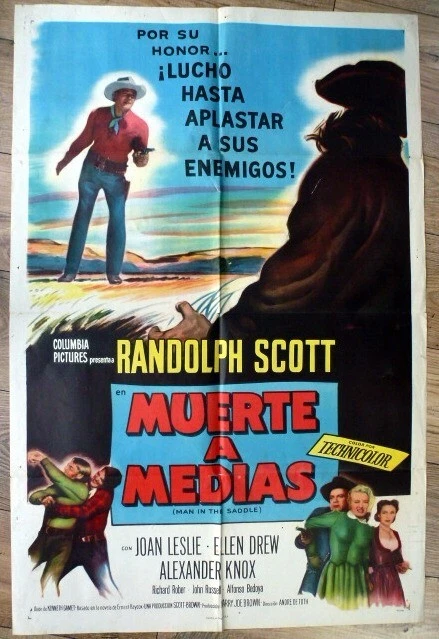 original US ONE SHEET, western MAN IN THE SADDLE, RANDOLPH SCOTT, ANDRE DE TOTH