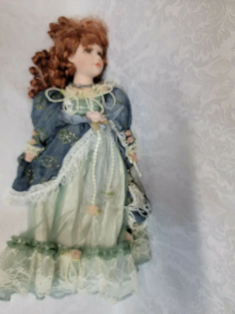 Duck House Heirloom Porcelain Doll Red Haired Curls Green Dress 21" Collectible 2