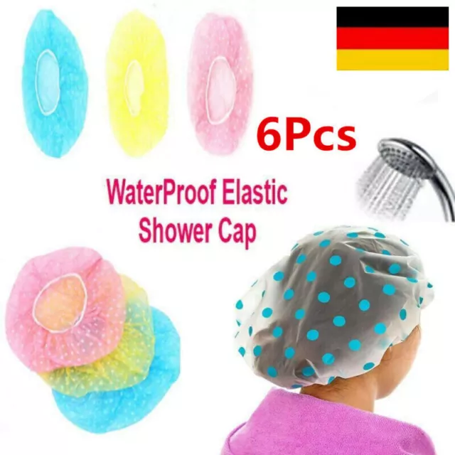 6 x Duschhaube Badehaube Haarschutz Badekappe Duschmütze Shower Cap Universal DE