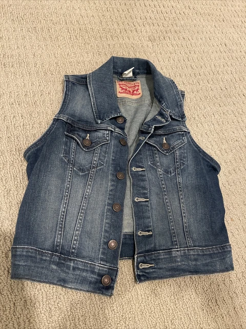 Levi's Jacket Levis Strauss Women's Blue Denim Trucker Vest Sleeveless  Size S