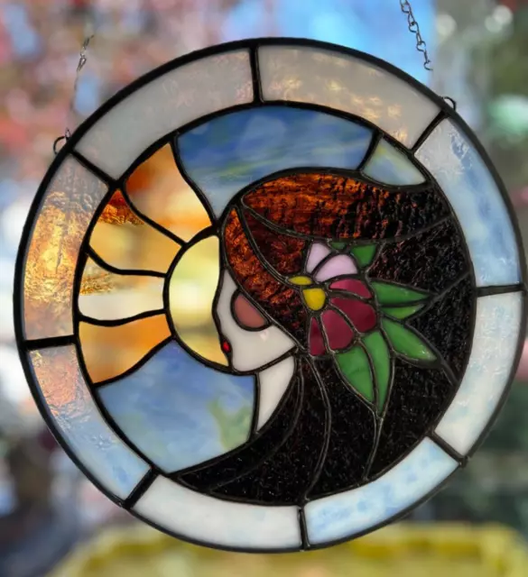 Island Girl Stained Glass Suncatcher 11" Round