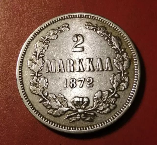 *Finland  * 2 markkaa  * 1872 * Silver *typ.II *Alexander II *Cond. EF-very nice