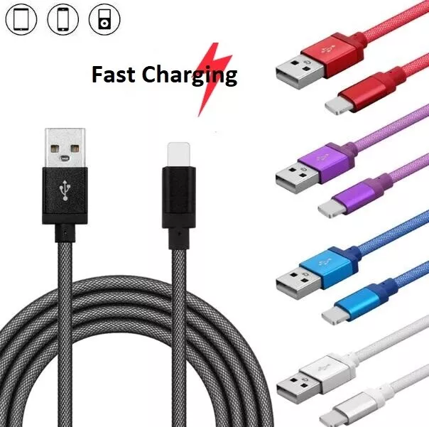 1m 2m 3m Long Charger for iPhone 13 12 11 XR 6 7 8 Braided USB Data Lead cable