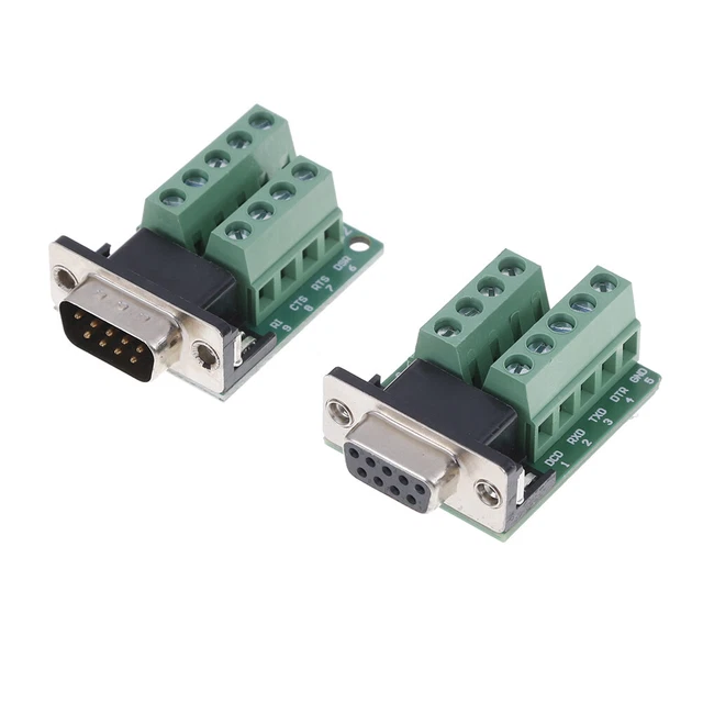 DB9 MALE FEMALE adapter signals terminal module RS232 serial to DB9 ...