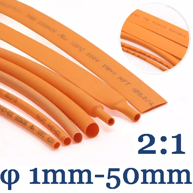 HEAT SHRINK TUBING φ1mm - 50mm CABLE HEATSHRINK SLEEVING CAR 2:1 RATIO Orange