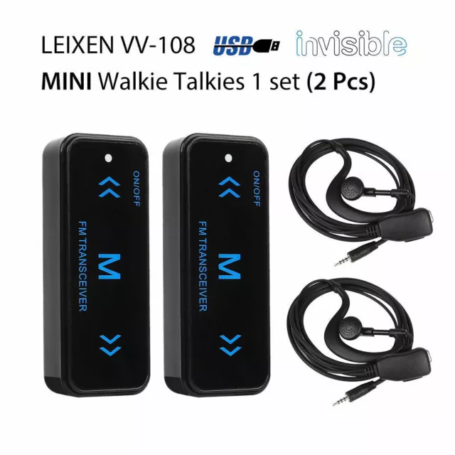 2pcs LEIXEN VV-108 MINI 16Channel Walkie Talkie UHF 400-480MHz USB Power 500mAh