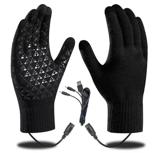 FullFinger Winter Electric Heated Gloves Touch Screen USB Rechargeable Hand Warm