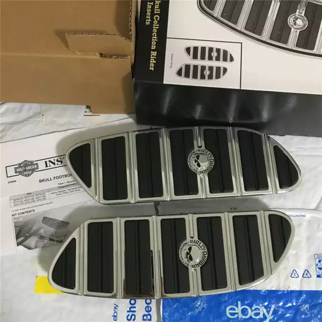 Genuine Harley Willie G Skull Rider Footboard Inserts Swept Wing Kit 50704-04