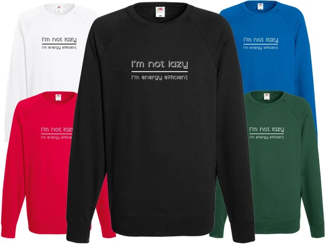 I'm Not Lazy I'm Energy Efficient Sweatshirt Funny Top Gift Joke Sweater  X-mas