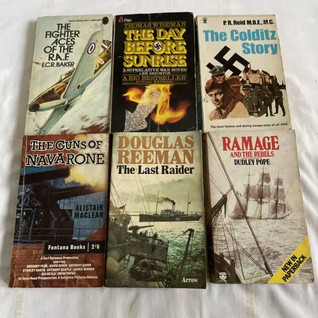 6 x Vintage War Themed/ RAF / Fiction Paperback Books Bundle Job Lot WW2 D1