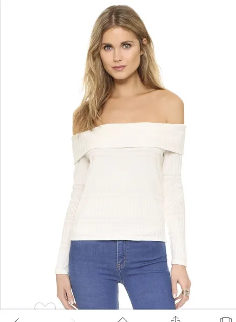 NWT Ella Moss Lia White Off Shoulder Sweater Top Blouse XS $138