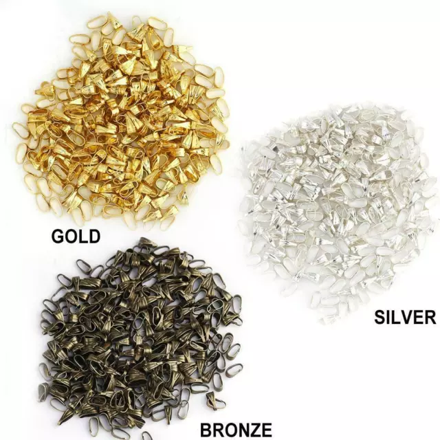 300 piezas conector de fianza oro/plata/bronce broche pellizcado de balas para fabricación de colgantes B
