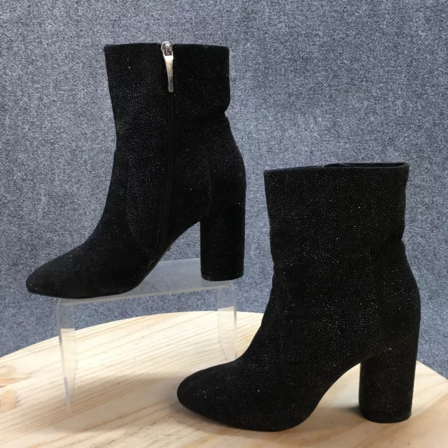 DKNY Donna Karan New York Boots Womens 8 M Glitter Heeled Ankle Bootie Black 2