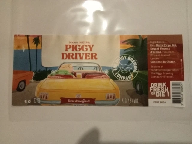 Etiquette de Bière : PIGGY DRIVER - The Piggy Brewing Company - 54 France