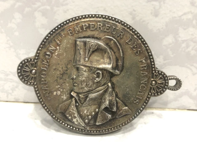 Ancienne loupe à décor NAPOLEON 1er Empereur des Français - Métal argenté 2