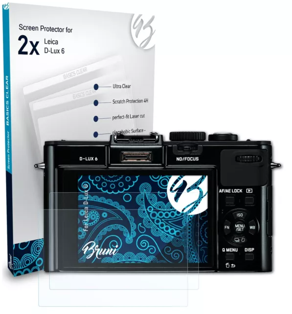 Bruni 2x Protective Film for Leica D-Lux 6 Screen Protector Screen Protection