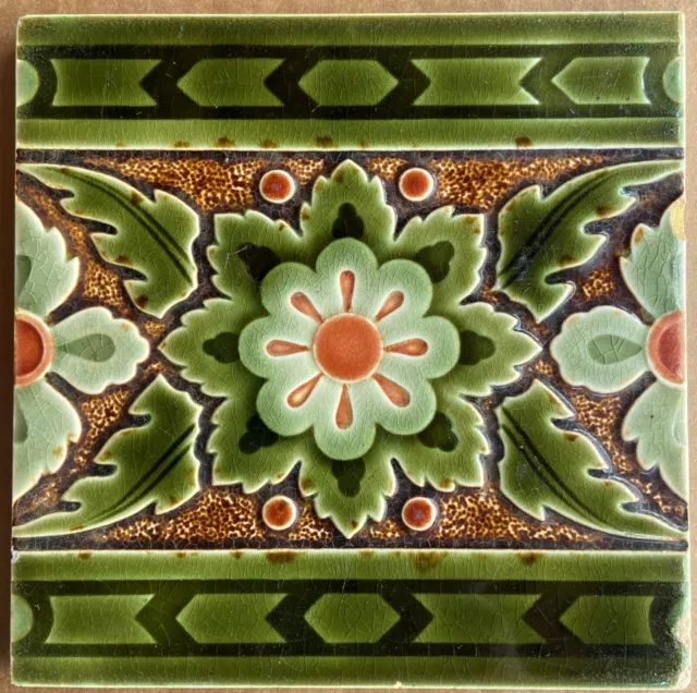 Germany - Villeroy & Boch - Antique Art Nouveau Majolica Tile C1900