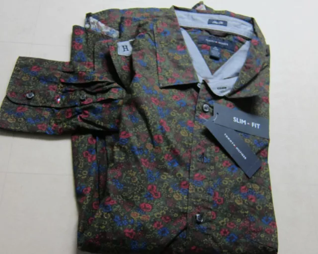 Tommy Hilfiger Men Slim Fit Floral Long Sleeve Button Down Shirt XL/XXL-NWT$79.5