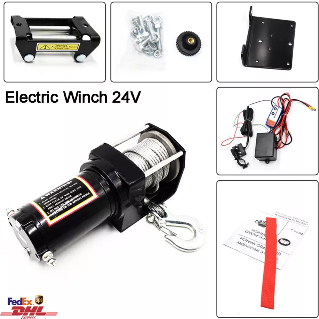 4500LB 24V Electric Winch Portable ATV UTV Towing Car Wireless Remote Control