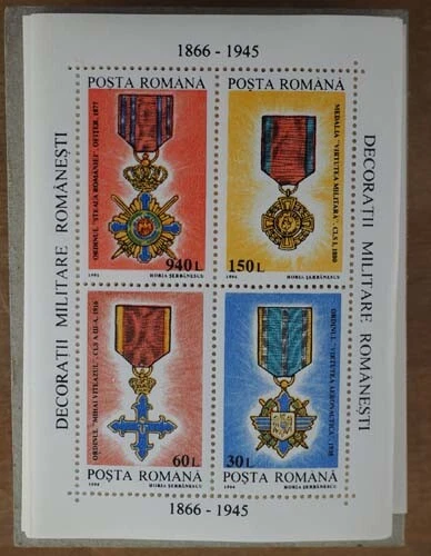 1994 Rumänien; 400 Blocks Militärorden, postfrisch/MNH, Bl. 296, ME 1000,- 2