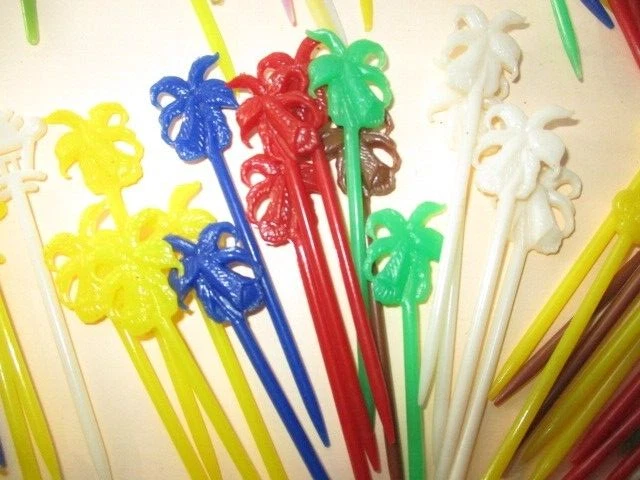 Vintage Collection Reuseable Rainbow Colored Plastic Figural Cocktail Toothpicks 3