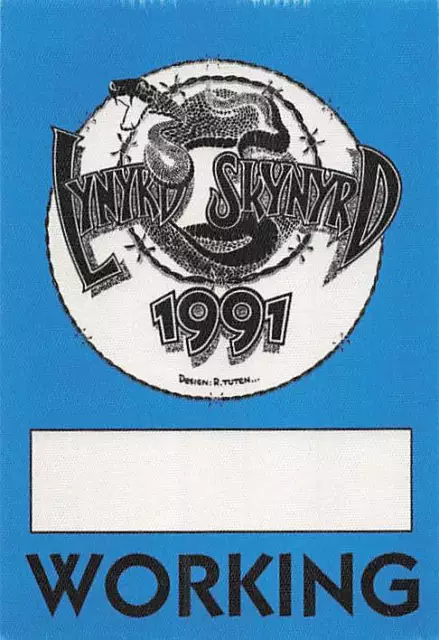 Lynyrd Skynyrd Backstage Pass 1991 Blue Working Variant