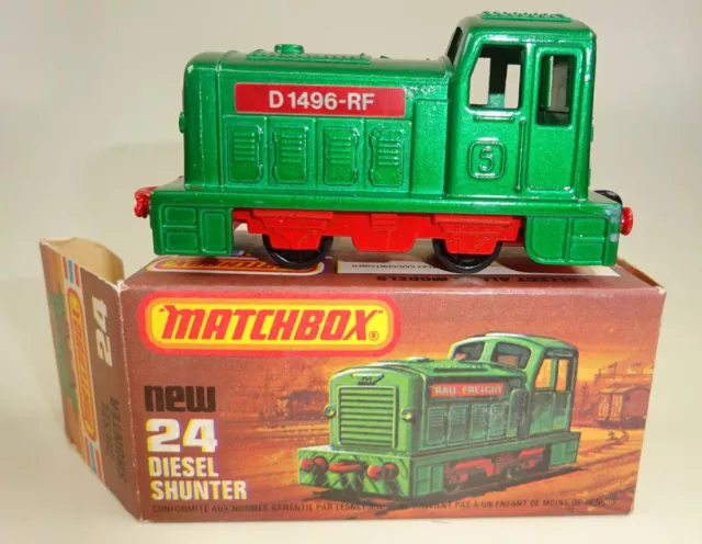 Matchbox SF Nr. 24C Diesel Shunter grünmetallic "Rail Freight" in "L" Box