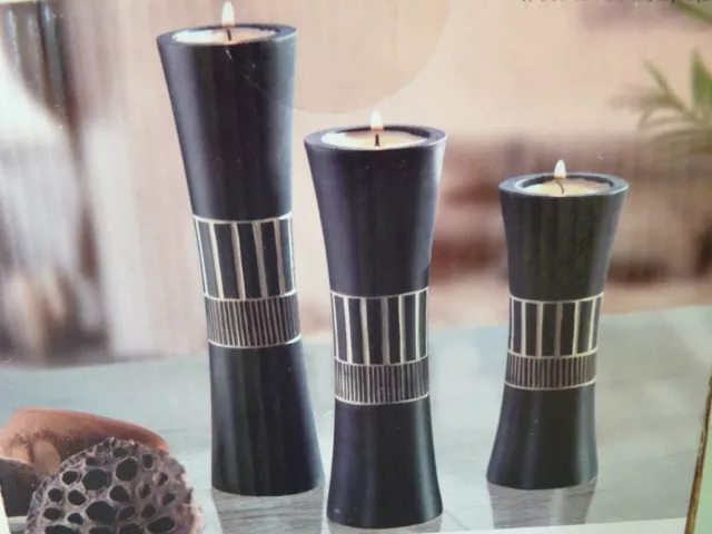 3 x Teelichthalter aus Holz Kerzenhalter Kerzenständer NEU