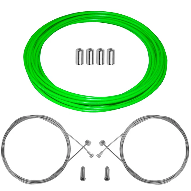 Kit Câble Et Gaine De Frein Teflon Jaune Fluo Pour Vélo Route/VTT/Ville - Avant/Arrière