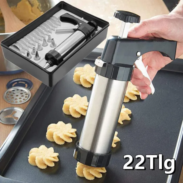 22PCS Cookie Biscuits Mold Press Machine Kits Cake Pastry Piping Nozzles Maker