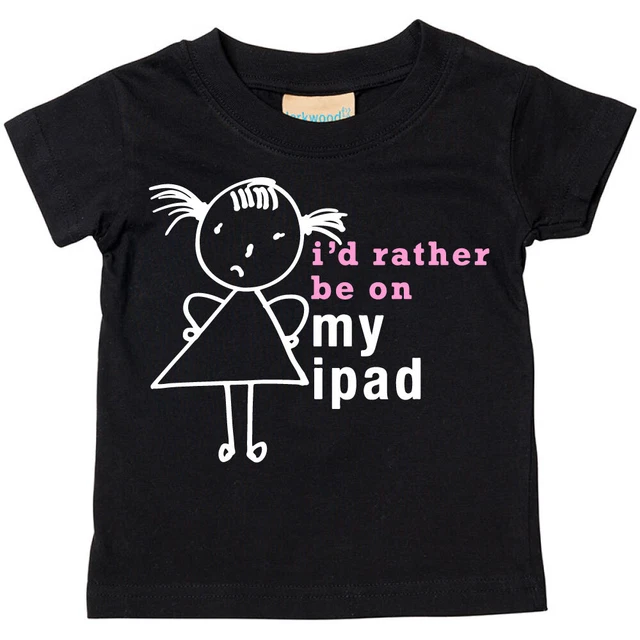 Maglietta bambina I'd Rather Be On My Ipad bambino bambino disponibile taglie 0-6 M
