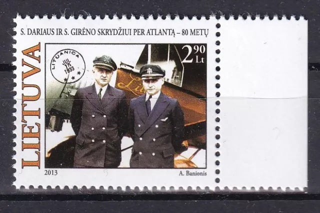 Lithuania Litauen 2013 Transatlantic Flight 80th Anniversary Stamp MNH