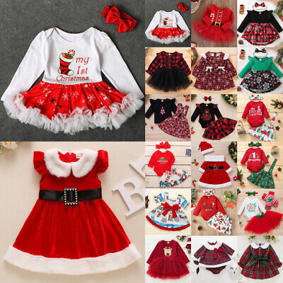 Newborn Baby Girls Christmas Party Fancy Dress Costume Clothes Kids Outfits Set