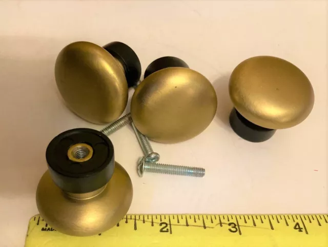 Brainerd Dual Finish Knobs Black & Brushed Brass Round Cabinet Pull Set of 4 NEW