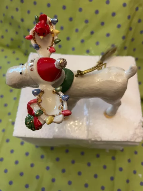 Lenox Marcel The Moose Under The Mistletoe Ornament 2019 With Cardinals New Box
