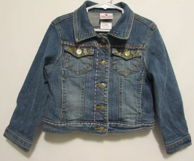 Disney Store Studio Collection Blue Denim Jacket Girls XS (4) Princess Cinderell 3