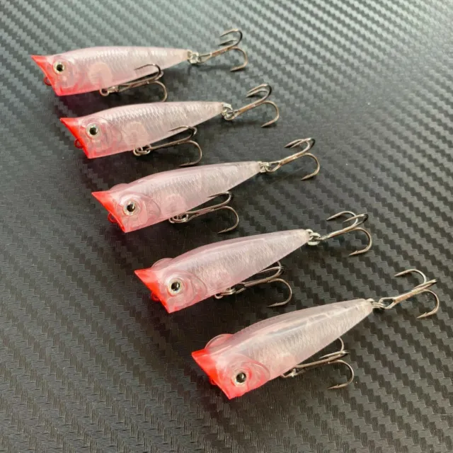 5x Popper 50mm Fishing Lures Pencil Poppers Topwater Whiting Mini Bream Perch
