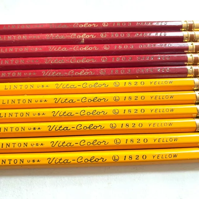 Lot of LINTON Vita-Color vintage dark red and yellow pencils colored 1803 1820