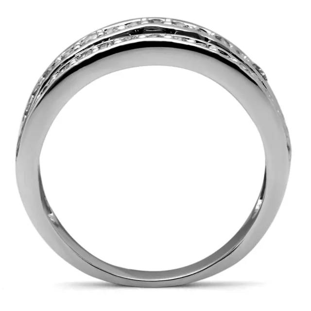 BLACK ETERNITY BAND ring cz silver princess cut rounds black white $25. ...