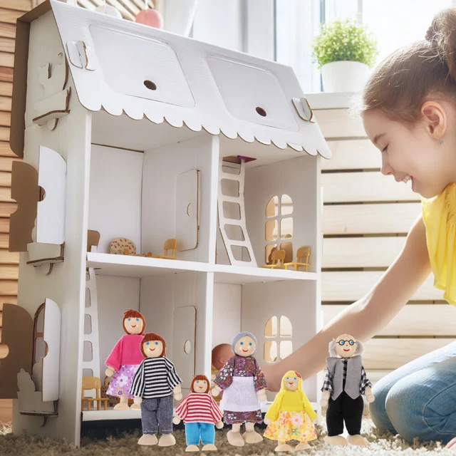 6 PCS MINIATURE Family Dolls Figurines for Kids Playset Parentchild £