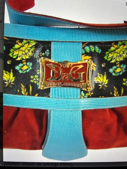 Rare  Dolce & Gabbana Rust suede w/ turquoise & floral accents - Great Condition