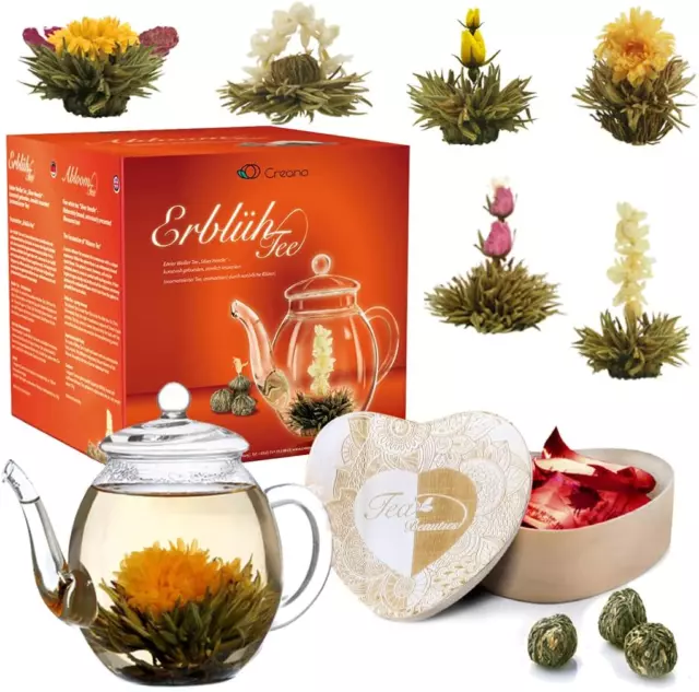 Set fleurs de thé et théière 500 ml borosilicate Creano - Escale Sensorielle