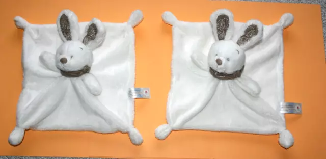 Simba Toys Nicotoy 2 Doudou Lapin Plat Blanc Bandana Marron Etat Neuf