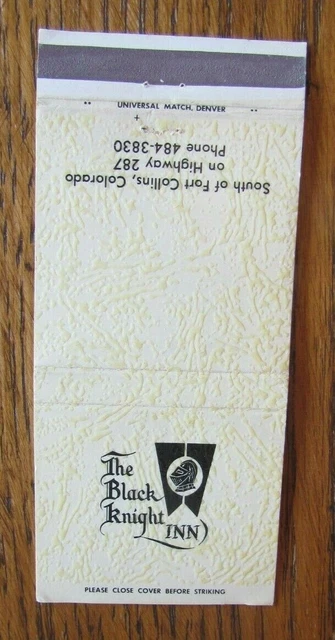 Filigree Matchbook Matchcover: Black Knight Inn (Fort Collins, Colorado) -E10